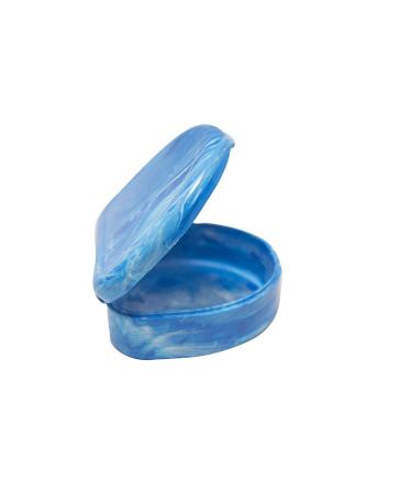 Orthodontic Retainer Case With Hinged Lid Snaps Portable Denture Cases Mouthguard Case for Retainer and Dentures (Blue Marble)