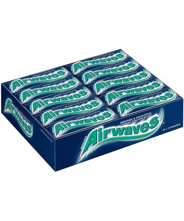 AIRWAVES - Chewing Gum Sans Sucre - Go t Menthol et Eucalyptus - 30 Paquets de 10 Drag es - Grand Format 300 Drag es - 420g Menthol Eucalyptus
