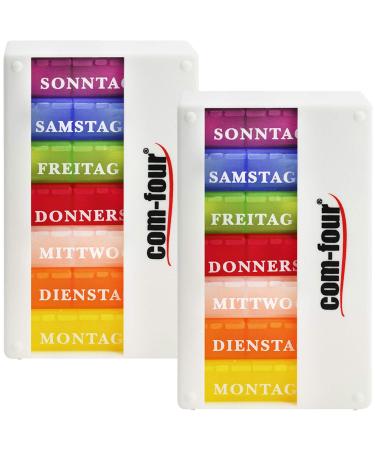 COM -FOUR 2x drug doser 7 days - medication box (morning lunch evening) - Pill dose - tablet dose - Week doser (white + white)