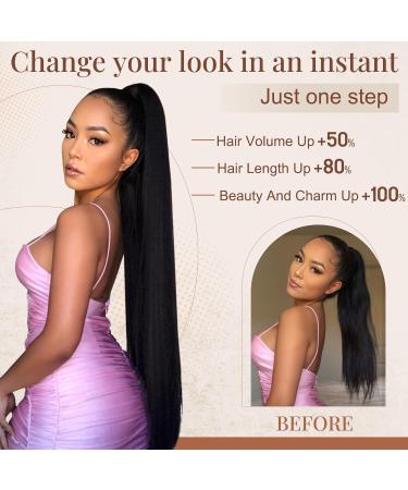 Flufymooz Ponytail Extension - 91 cm Straight & Curly Synthetic Hair for Women - Blonde Horse-Tailed Style - Buy Online on GoSupps.com