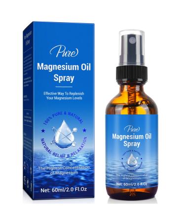 Magnesium Oil Spray-100% Organic Natural Magnesium Spray-Nourish The Skin-Easy to Absorb and Use-Glass Bottle 2 fl oz 2 Fl Oz (Pack of 1)