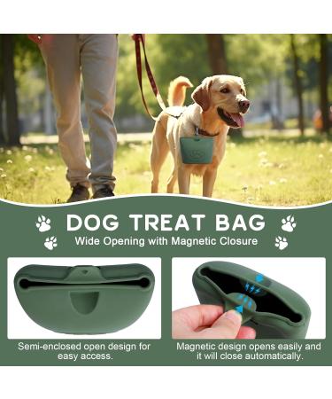 Silicone Dog Treat Pouch for Training & Walking | Portable Magnetic Closure & Waist Clip | Durable & Green with Carabiner - Buy Online on GoSupps.com