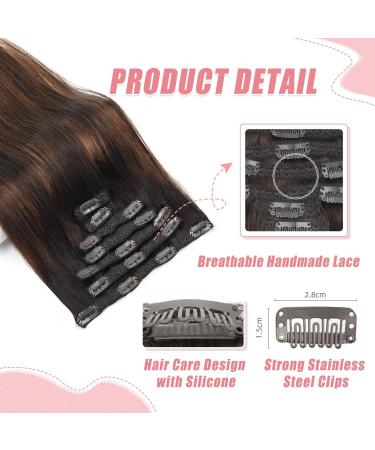 Vlasy 14 Inch Clip in Hair Extensions T2/6+2# - Seamless Natural Thick Weft Human Hair Extensions for Women - 7 Pieces Real Human Hair Clips - Buy Online on GoSupps.com