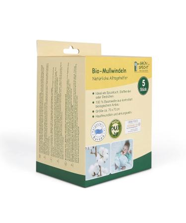 Organic Mulled Diapers 70x70cm - 100% Cotton Skin-Friendly 5 Pack | Green Woodpecker - Buy Online on GoSupps.com