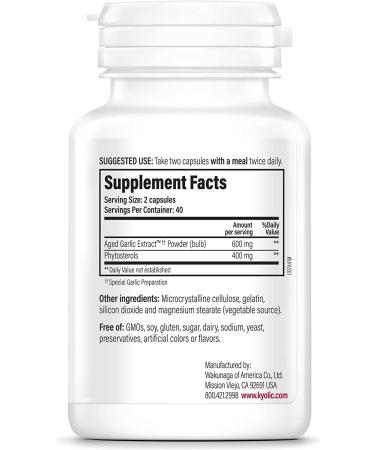 Kyolic Aged Garlic Extract Formula 107 - Phytosterols for Cholesterol Support, 80 Capsules - Buy Online on GoSupps.com