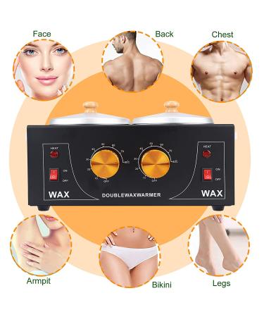 Double Wax Warmer Machine: Professional Electric Pot for Hair Removal - Waxing Kit for Facial & Body SPA - Buy Online on GoSupps.com
