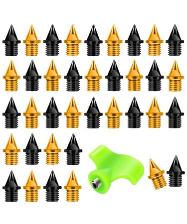 SUIGREOY 1/4 Inch Carbon Steel Track Spikes 110 Pieces Lighter Weight Spikes Track Shoes Used for Track and Field Sprinting or Cross Country Black+Gold
