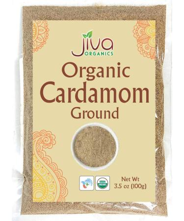 Organic Ground Cardamom Powder 3.5 Ounce Bag - Premium, Aromatic, Non-GMO - by Jiva Organics