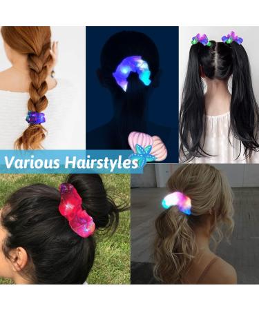 10 Pcs LED Light Up Hair Scrunchies for Girls - Neon Satin Hair Ties Accessories - Glow in the Dark Party Supplies - Buy Online on GoSupps.com