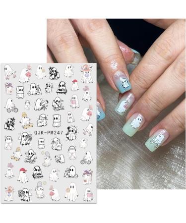JMEOWIO 9 Sheets Halloween Nail Art Stickers Decals Self-Adhesive Cute Ghost White Flower Pumpkin Nail Supplies Nail Art Design Decoration Accessories - Buy Online on GoSupps.com