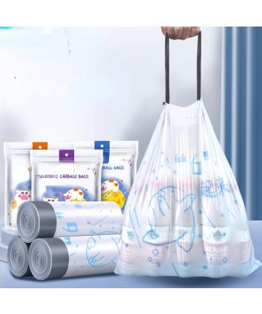 Ejie Drawstring Garbage Bag Cat's paw Cow Home Creative Automatic Closing Portable Garbage Bag 3 Rolls 50 * 55 69PCs/Pack 1Silkthick 50*55 69PCs/Pack 1Silkthick
