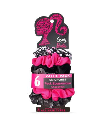 Goody x Barbie Girls Ouchless Hair Scrunchie - 6 Count Assorted - Help Keep Hair In Place - Hair Accessories