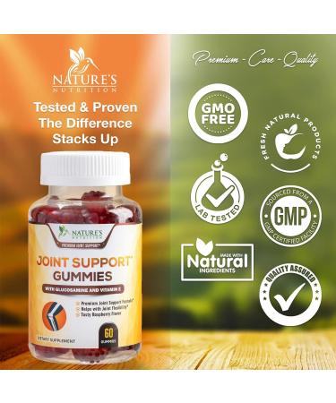 Nature's Joint Support Gummies - Extra Strength Glucosamine & Vitamin E for Joint Health & Flexibility - Occasional Discomfort Relief - 60 Gummies - Buy Online on GoSupps.com