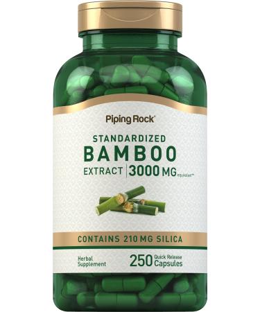 Piping Rock Bamboo Extract Capsules | 3000mg | 250 Count | Herbal Extract Supplement | Silica 210mg | Non-GMO Gluten Free