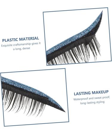 Beatifufu 4 pairs Waterproof Face Natural Supplies Decals Girls Eye Adhesive Temporary Strip Eyeliner Long 4x1.5cm Blue - Buy Online on GoSupps.com
