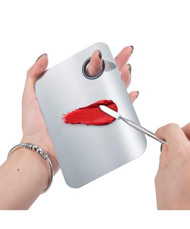 Aliobc Stainless Steel Make-Up Mixing Palette | Foundation & Nail Art Tool Set - 2 PCs Big Square (15 x 9.9 cm) with Spatula | International Shipping Available - Buy Online on GoSupps.com