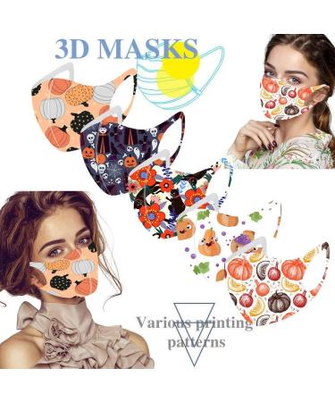 Yliquor 5pc Adult Halloween Mouth Mask for Protection Face and Nose Health Washable Earloop Mask Reusable Washable for Men Women Adults (5 PC C) - Buy Online on GoSupps.com