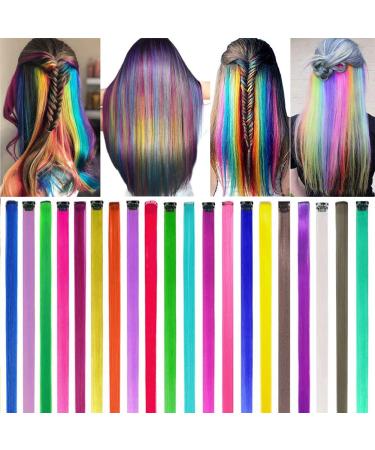 Colorful Panda 20-Piece Colored Hair Extension Clips - Rainbow Synthetic Hair Strands for Women Girls & Kids | Perfect for Parties & Festivals - Buy Online on GoSupps.com