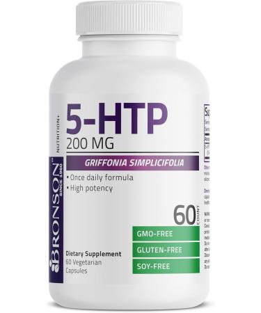 Bronson 5-HTP 200mg (5-hydroxytryptophan) Griffonia Simplicifolia Non-GMO, 60 Vegetarian Capsules 60 Count (Pack of 1) - Buy Online on GoSupps.com