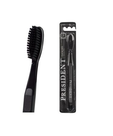 PRESIDENT Smokers Toothbrush specially designed for smokers or stubborn stains 9 MIL (Black/Black) - Buy Online on GoSupps.com