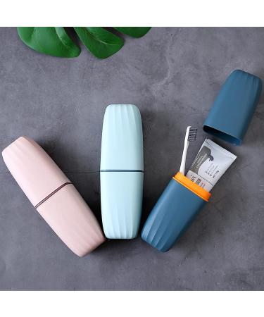 Portable Toothbrush Cup & Holder with Cover - Blue | Ideal for Travel, Bathroom, School & Business Trips - Buy Online on GoSupps.com