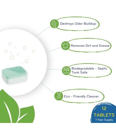 Heavy Duty Dishwasher Cleaner - Septic Safe Odor & Limescale Removal - 12 Unscented Tablets for 12 Month Supply - Buy Online on GoSupps.com