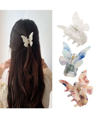 Hair clips butterfly women hair clip medium -sized hair clip acrylic hair clips glitter butterfly small thin hair clips for women girls (3 pieces) - Buy Online on GoSupps.com