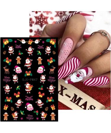 JMEOWIO 10 Sheets Christmas Pink Nail Art Stickers Decals Self-Adhesive Snowflake Winter Holiday Cute Santa Nail Supplies Nail Art Design Decoration Accessories - Buy Online on GoSupps.com