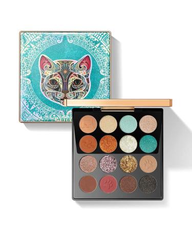 zeesea The British Museum Egypt Collection Eyeshadow Shimmer Matte Glitter 16 Colors Eyeshadow Palette (07 CAT)