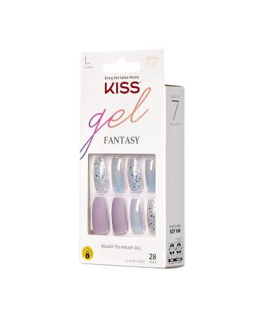 KISS Gel Fantasy Glue-On Nails - Long Lavender Glitter Coffin Shape | Premium Artificial Fingernails for Instant Glam - Buy Online on GoSupps.com