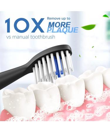 Sonic Electric Toothbrush with 4 Brush Heads | Rechargeable IPX7 Travel Toothbrush for All-Round Cleaning | 60 Days Power | Full-Automatic Black Smart Sonic Toothbrush for Adults - Buy Online on GoSupps.com