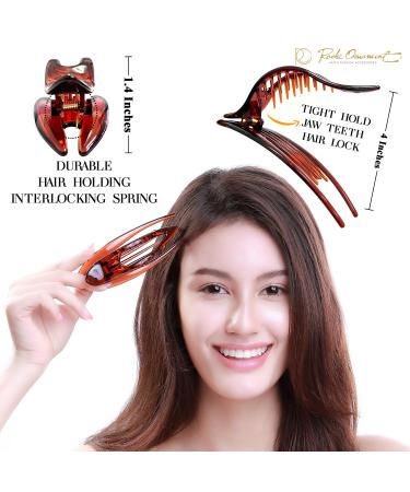 RC Roche 6-Piece French Hair Clip Set for Women & Girls | High-Quality Curved Hair Clamps - Firm Support No Slides Large Brown - Buy Online on GoSupps.com