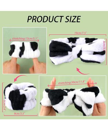 Face Wash Headband and Wristbands Set - Teen Girls Spa Headband for Makeup Remover and Skincare - Soft Fuzzy Cow Pattern Design - Buy Online on GoSupps.com