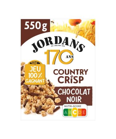 JORDANS C r ales Croquantes au Chocolat Noir Saveur Intense et Gourmande Bo te 550g - Lot de 4 - vendu par Lot