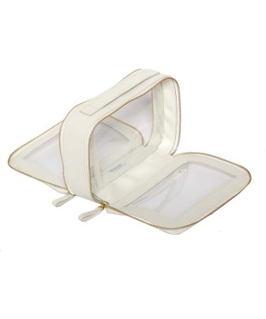 Zoox Clear Cosmetic Bag | Luxurious Jumbo 2-Layer Travel Bag with Viewing Window - Ivory Color - Buy Online on GoSupps.com