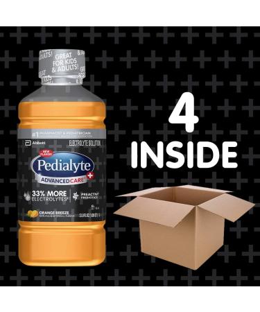 Pedialyte AdvancedCare Plus Electrolyte Drink - 1L with 33% More Electrolytes & PreActiv Prebiotics - Orange Breeze (4 Count) - Buy Online on GoSupps.com