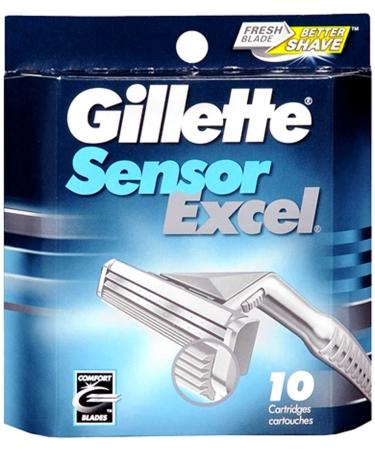 Gillette SENSOR EXCEL Refill Cartridges (10 Razor Blade Cartridges) MEN NEW
