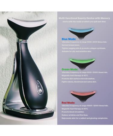 VRAIKO Lily Neck Face Massage Device - Anti-Aging Skin Rejuvenation with Thermal LED Vibration - Lift & Tighten Sagging Skin (Matt Black) - Buy Online on GoSupps.com