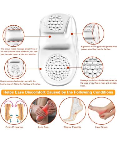 Buy Heel Cups for Plantar Fasciitis Arch Support Inserts for Flat Feet Heel Pain Relief & Achilles Tendinitis Two Pairs (Large Clear - Buy Online on GoSupps.com