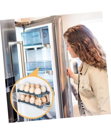 OSALADI Box Egg Carton Egg Holder Bandejas Para Comida Cutlery Tray Household Refrigerator Plastic re-usable Blue 22.3X10.1X8.9CM - Buy Online on GoSupps.com