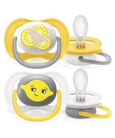 Philips Avent Ultra Air Pacifier 2-Pack | BPA-Free Breathable for 6-18 Months | Includes Sterilization Box | Lemon/Orange (SCF080/18) - Buy Online on GoSupps.com