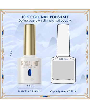ROSALIND 10PCS Glitter Gel Nail Polish Set - Gold Red Green Blue Sparkle Colors | Soak Off Reflective Sliver Purple Shiny Sparkly Gel Manicure - Buy Online on GoSupps.com