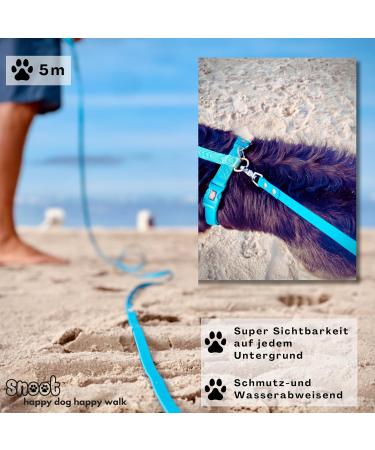 5m Strong Dog Towline Leash | Cyan-Blue | 2 Carabiners & D-Ring | Durable Water & Dirt Repellent - Buy Online on GoSupps.com