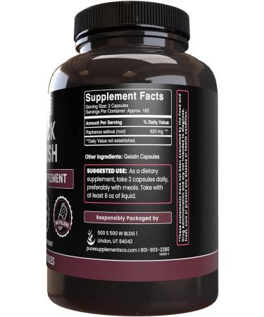 Pure Black Radish 800mg (365 Capsules) | Original Ingredients, Lab Verified, No Fillers - Buy Online on GoSupps.com