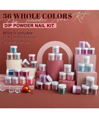 Lavender Violets 36 Colours Dip Nails Powder Starter Kit - Glitter Dipping Nail Powder Set for DIY Manicure M952 - Buy Online on GoSupps.com