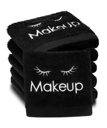 13 x 13 Inch Makeup Washcloths Reusable Makeup Remover Cloths Facial Cleansing Makeup Towels Cotton Cosmetic Soft Towel Water Absorbent Make up Cloth Face Towels for Women Skin Care  Black (6 Pcs)