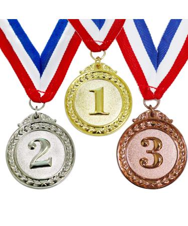 Myartte Award Medals Value 3 Pack Gold Sliver Copper Winner Medals with Neck Ribbon Prizes for Competition Sports