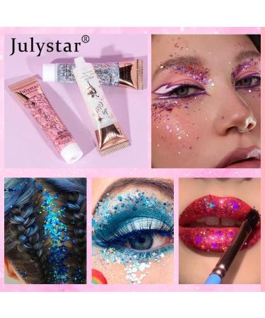 INTEROOKIE Colourful Makeup Mermaid Scale Gel Sequin Eyeshadow - Shimmering liquid eyeshadow with polarizing effect for face lips and body (03#) - Buy Online on GoSupps.com