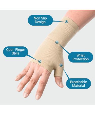 360 RELIEF Wrist and Thumb Support for Arthritis & Joint Pain - Men & Women - 1 Pair Medium Beige - Improve Circulation & Hand Stability - Includes Mesh Laundry Bag - Buy Online on GoSupps.com