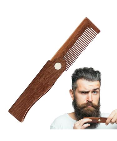 Premium Wooden Beard Comb & Hair Styling Tooth Comb - Foldable Anti-Static Beard Brush for Perfect Grooming & Relaxation - Buy Online on GoSupps.com